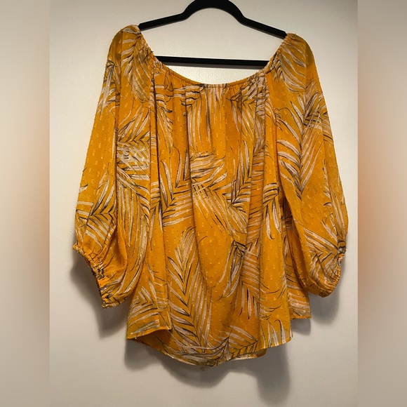 White House Black Market Women’s Yellow Flowy Shirt Size XL - Picture 9 of 12